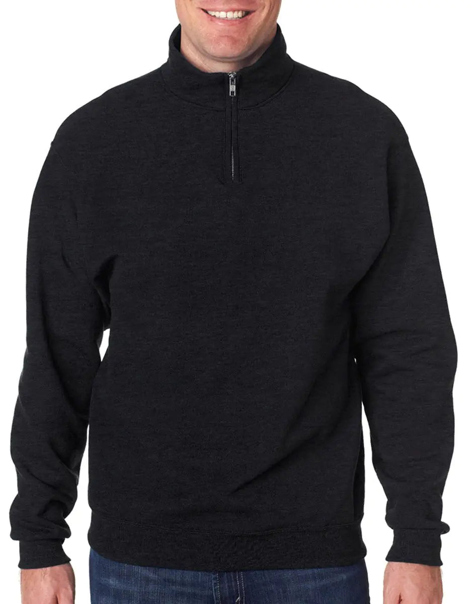 Jerzees mens 8 oz. 50/50 NuBlend Quarter-Zip Cadet Collar Sweatshirt Black
