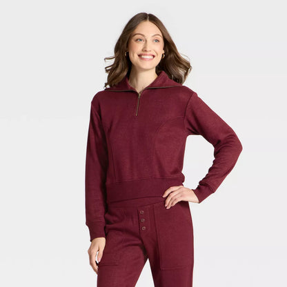 Women'S Quarter Zip Pullover Sweatshirt
