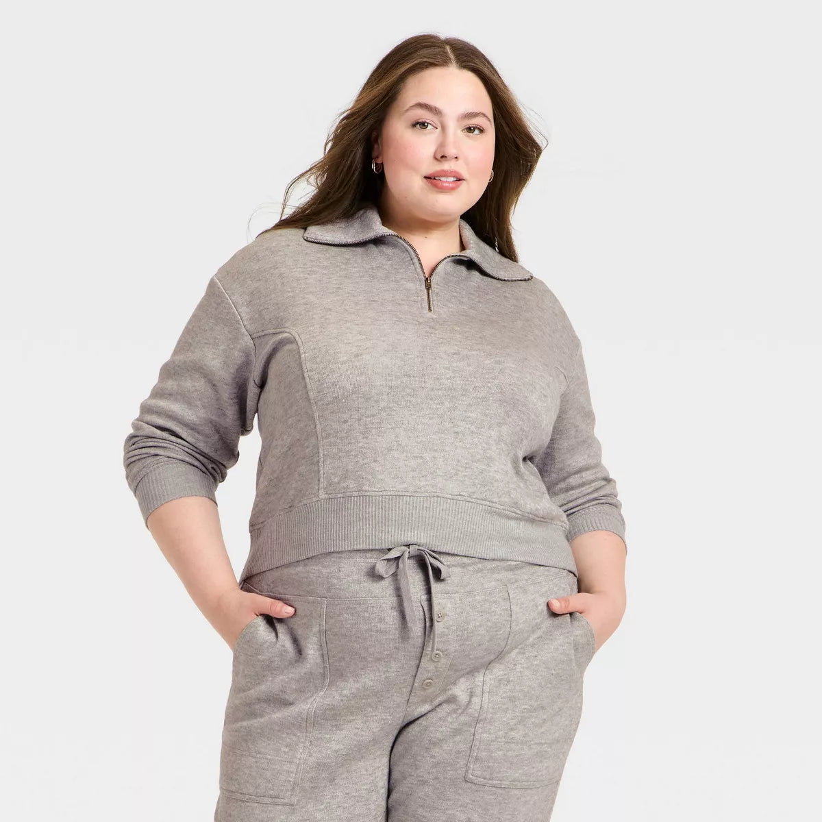 Women'S Quarter Zip Pullover Sweatshirt