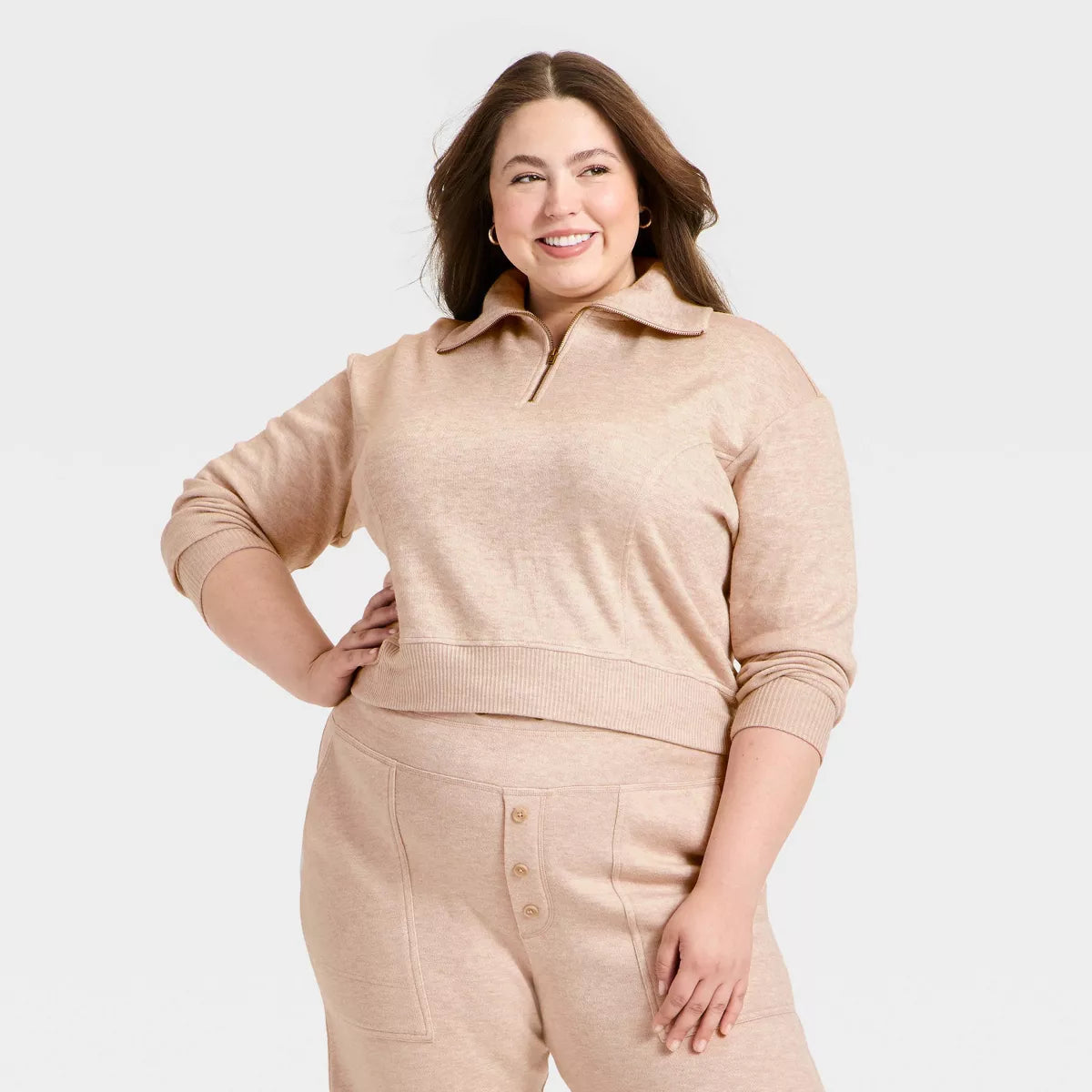 Women'S Quarter Zip Pullover Sweatshirt