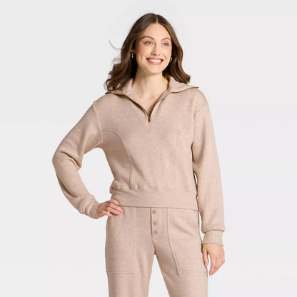 Women'S Quarter Zip Pullover Sweatshirt