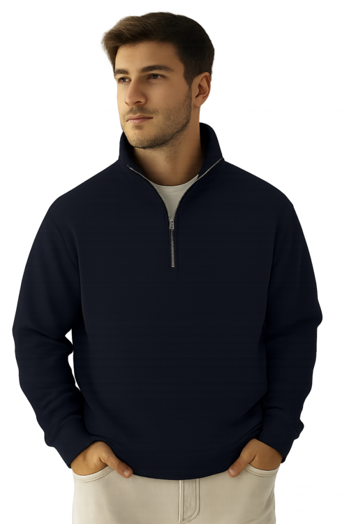 Jerzees mens 8 oz. 50/50 NuBlend Quarter-Zip Cadet Collar Sweatshirt Black