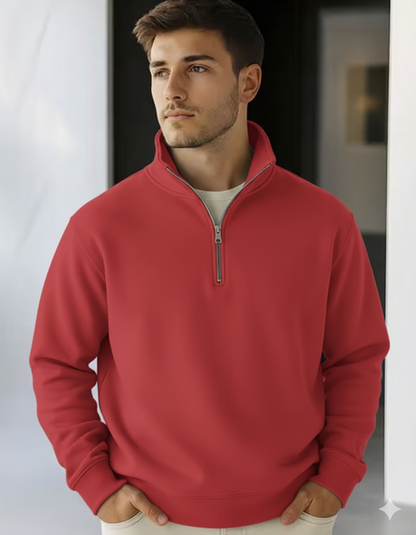 Jerzees Mens NuBlend Quarter Zip Cadet Collar Red